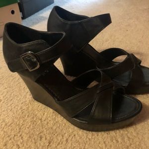 Brand new cute black wedge sandals